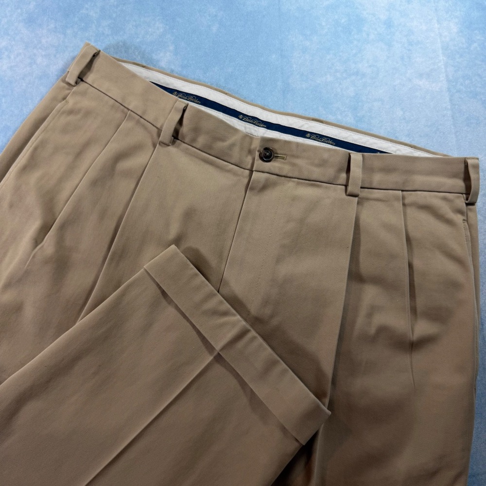 Brooks Brothers Chino Pants Mens 36x30 Tan Excellent Pleated Elliot Advantage